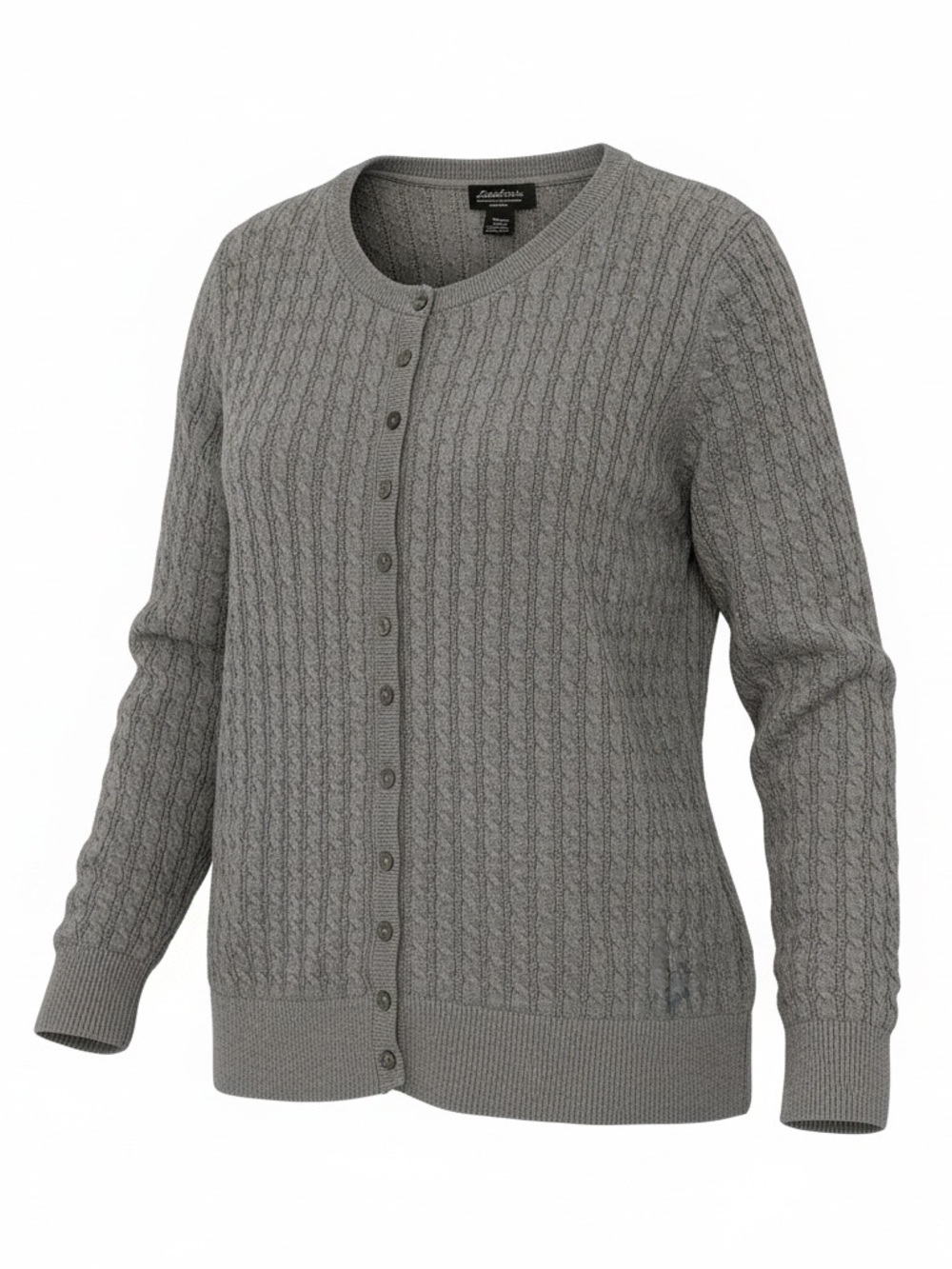 Eddie Bauer Women's Gray Cable-Knit Button Cardigan Sweater